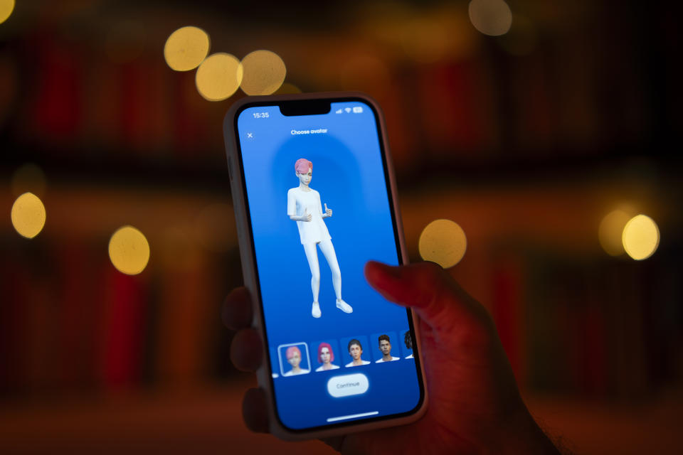 This illustration photo shows a user interacting with a smartphone app to customize an avatar for a personal artificial intelligence chatbot, known as a Replika in Warsaw, Poland on 22 July, 2023. (Photo by Jaap Arriens/NurPhoto via Getty Images)