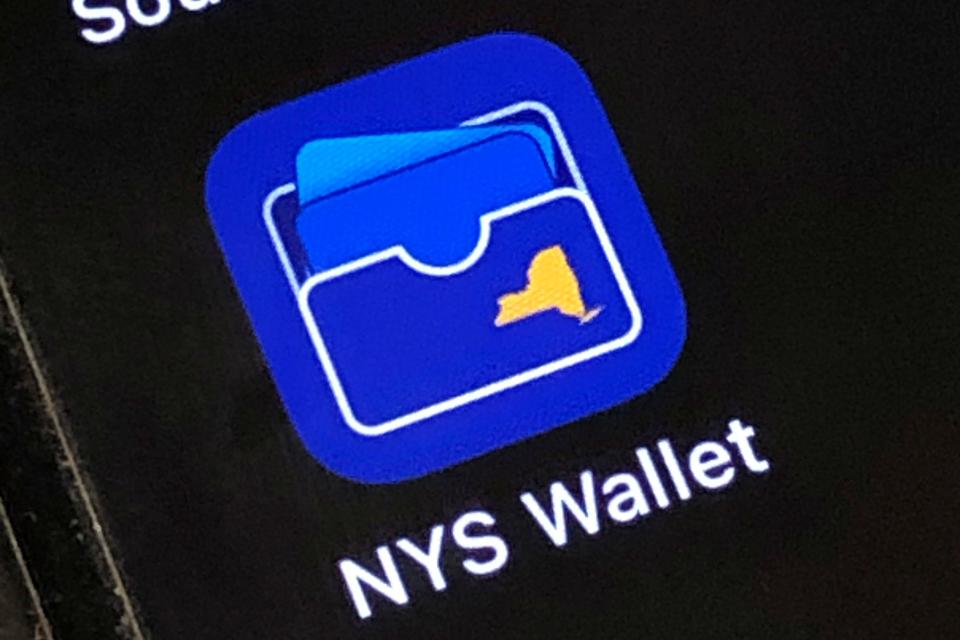 This photo shows the mobile phone screen icon for New York State's Excelsior Pass, in New York, Monday, April 5, 2021.