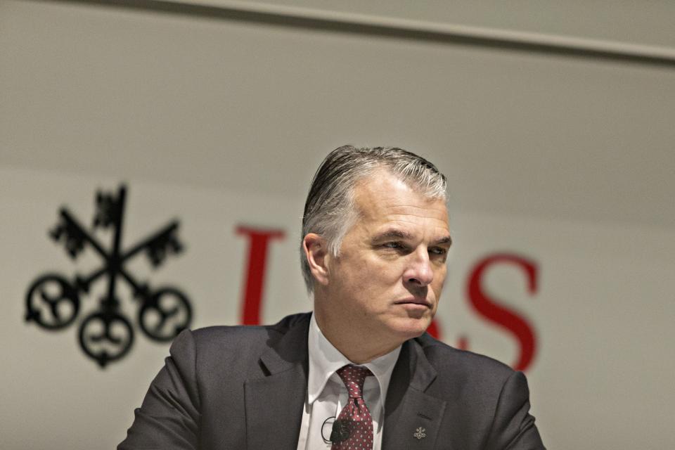 Sergio Ermotti the CEO of Swiss banking giant UBS addresses the annual results news conference on January 22, 2018 in Zurich. - Swiss banking giant UBS reported on January 22, 2018 that its profits plummeted 63 percent last year due to US tax reforms that hit fourth-quarter earnings. (Photo by MICHELE LIMINA / AFP)        (Photo credit should read MICHELE LIMINA/AFP via Getty Images)