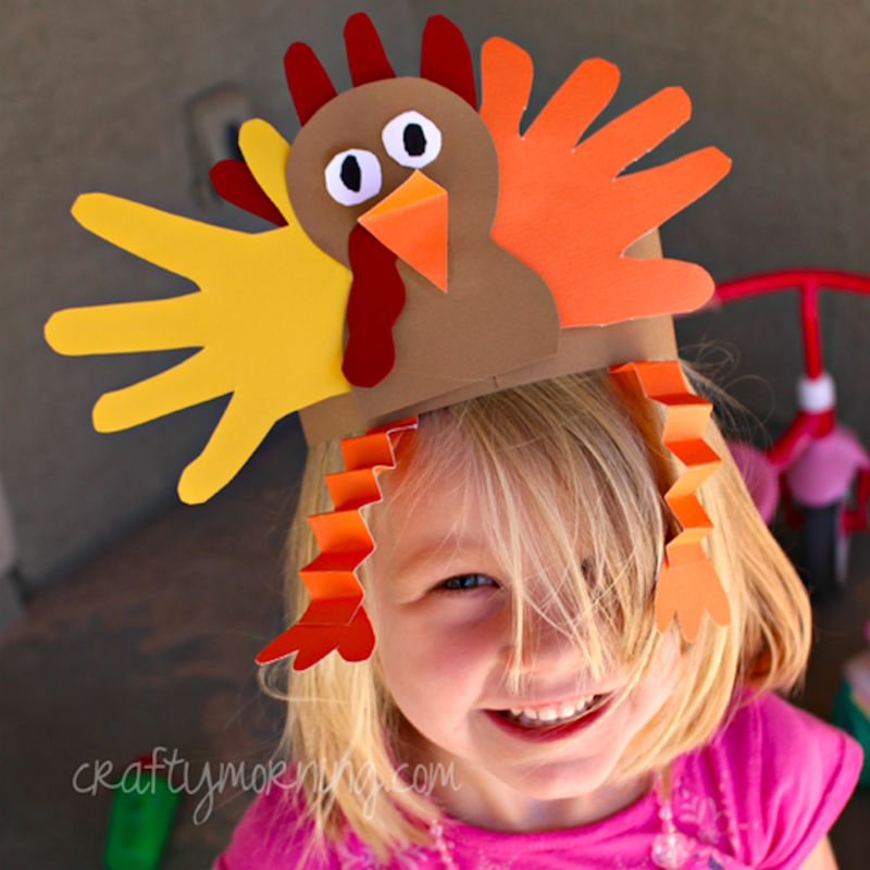 <p>Crafty Morning</p><p>Kids can wear their masterpieces after they make this hat that’s made from their own handprints that they cut out of construction paper. Visit <a href="https://www.craftymorning.com/make-handprint-turkey-hat-thanksgiving-craft/" rel="nofollow noopener" target="_blank" data-ylk="slk:Crafty Morning;elm:context_link;itc:0;sec:content-canvas" class="link "><em>Crafty Morning</em></a> for all the DIY details.</p>