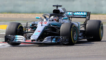 Formula One F1 - Chinese Grand Prix - Shanghai International Circuit, Shanghai, China - April 15, 2018 Mercedes' Lewis Hamilton in action during the race REUTERS/Aly Song