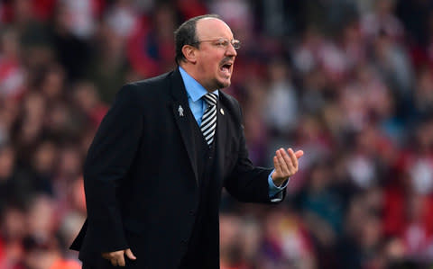 Newcastle United's Spanish manager Rafael Benitez gestures from the touchline during the English Premier League football match between Southampton and Newcastle United - Credit: AFP/Getty Images