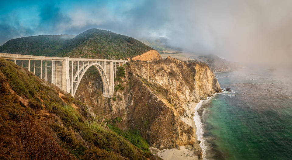 Bixby Bridge with fog in Big Sur.