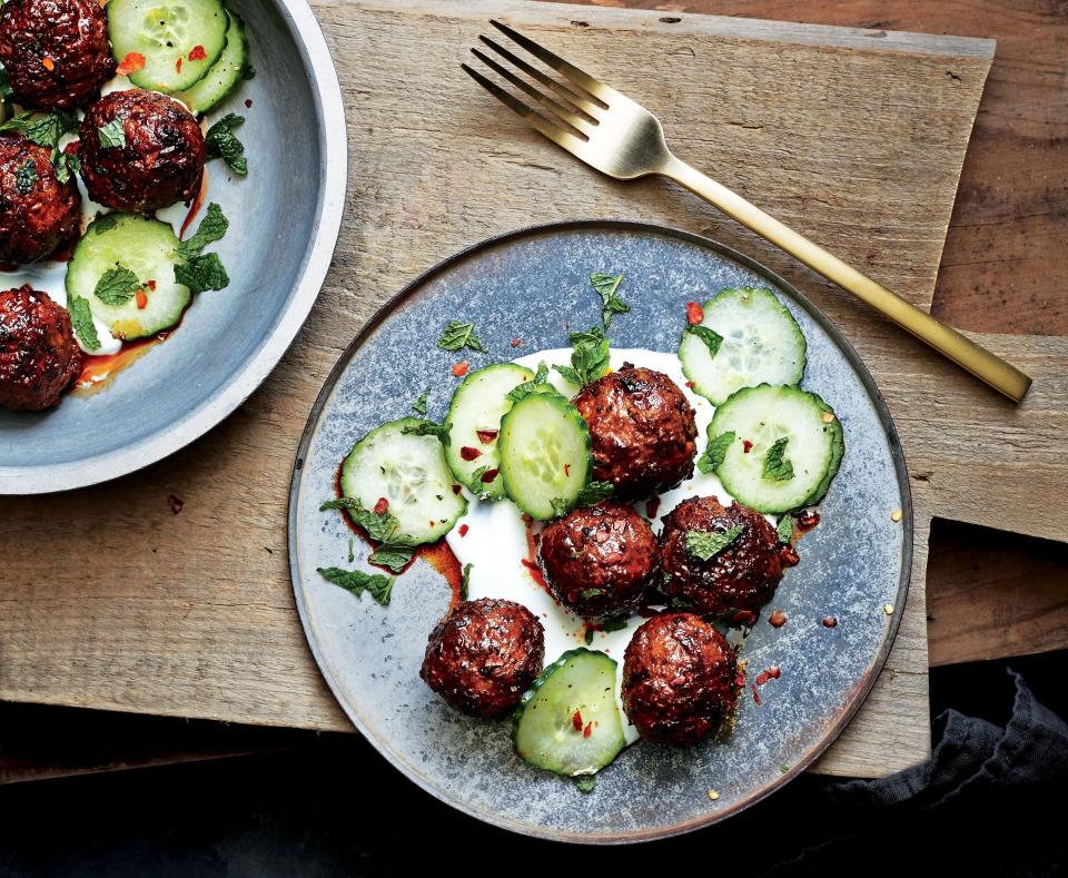 Chile-Cumin Lamb Meatballs with Yogurt and Cucumber