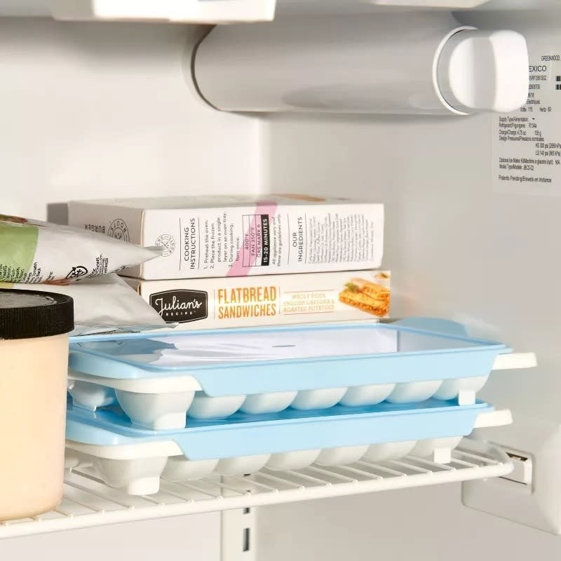 two of the trays in a freezer