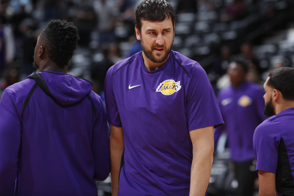 Andrew Bogut played 24 games for the Lakers. (AP)