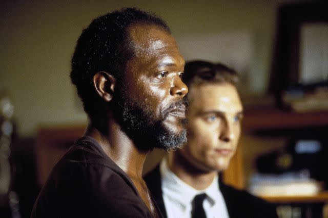 <p>Christine Loss/Warner Bros/Kobal/Shutterstock</p> Samuel L. Jackson and Matthew McConaughey in 'A Time to Kill'