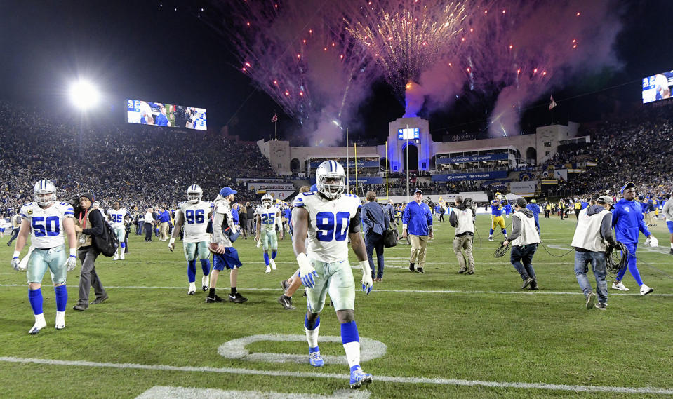 DeMarcus Lawrence played on a franchise tag this season. He’s looking for a long-term deal this offseason. (Getty Images)