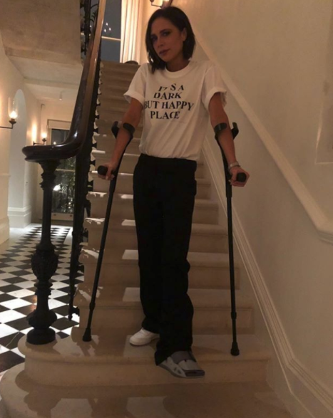 Posh shared a snap of her with her injured foot a month ago. Photo: Instagram/victoriabeckham