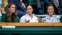 <p> It was a sisterly day out in 2019 when sisters, Kate and Pippa Middleton, were joined by Kate's sister-in-law courtside at Wimbledon. </p> <p> The royals are all known for their sporting prowess - with Kate being an avid tennis fan - and Meghan counts Wimbledon champion Serena Williams as one of her closest friends. </p> <p> So while they all no doubt had something to take from the day, all three shared a hilarious look of confusion at something in this memorable snap. </p>