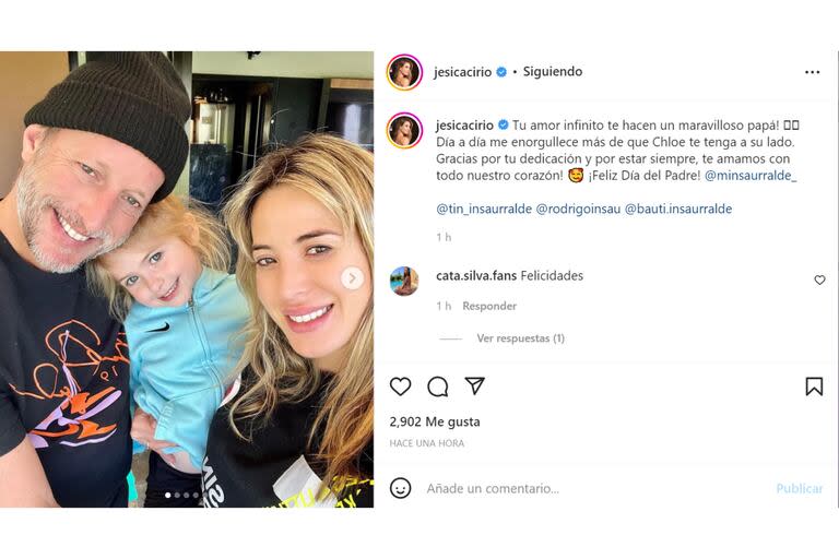 Jesica Cirio junto a Martín Insaurralde y la hija de ambos Chloe, en momentos felices de la expareja