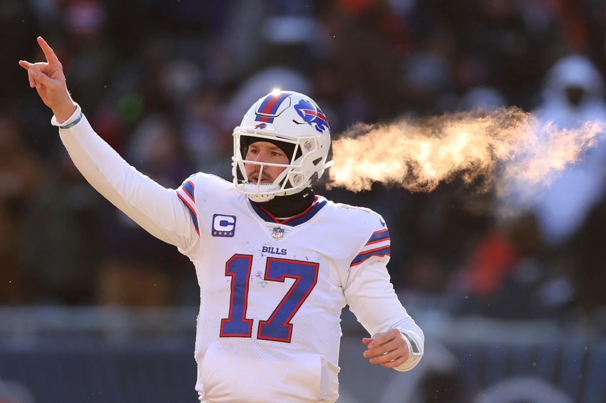 Buffalo Bills quarterback Josh Allen #17 during the third quarter of their win over the Chicago Bears at Soldier Field on December 24.