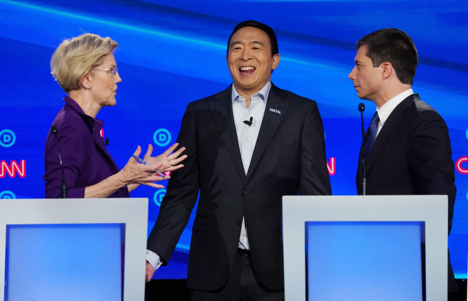 Buttigieg&rsquo;s attacks on Warren over health care at the October debate damaged her standing in the race. Andrew Yang did not play a role.&nbsp; (Photo: Shannon Stapleton / Reuters)
