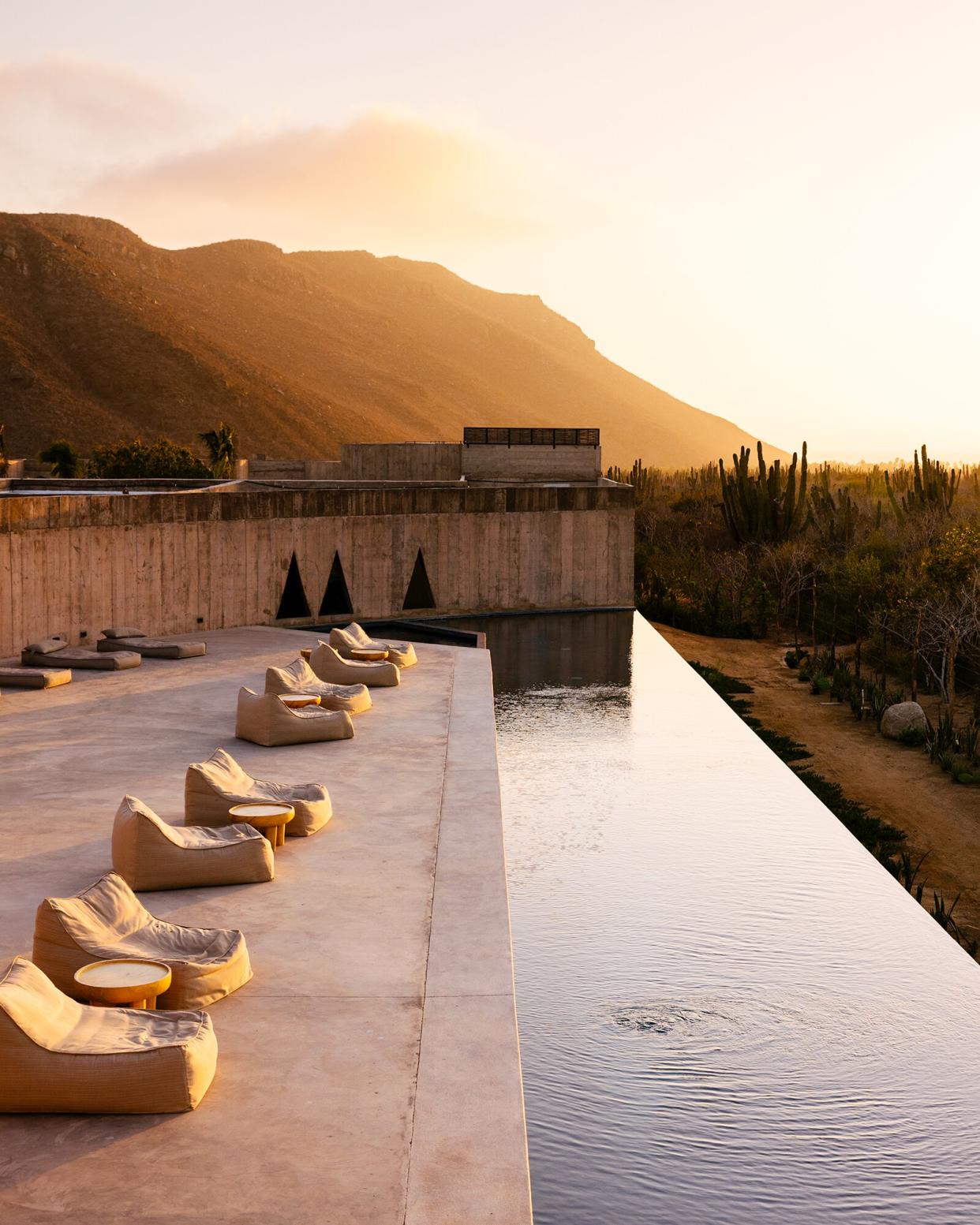 The infinity pool at Paradero overlooks the desert landscape