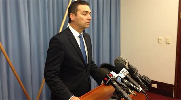 A furious Steven Marshall prepares to address the media. Photo: Twitter, @MikeSmithson7