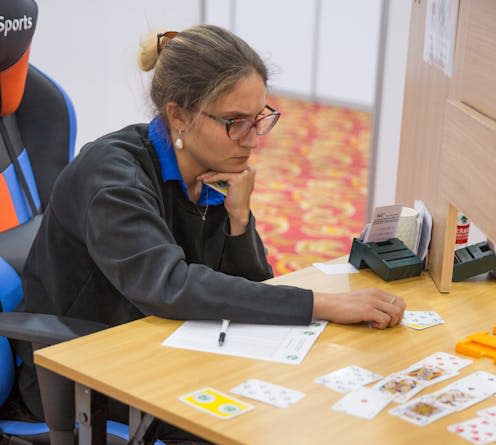 <span class="caption">Elite bridge player Margherita Chavarria from Italy.</span> <span class="attribution"><span class="source">Francesca Canali from the World Bridge Federation</span>, <a class="link " href="http://creativecommons.org/licenses/by-sa/4.0/" rel="nofollow noopener" target="_blank" data-ylk="slk:CC BY-SA;elm:context_link;itc:0;sec:content-canvas">CC BY-SA</a></span>