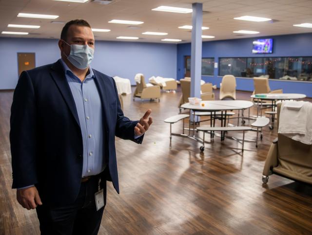 Michael Randolph, who oversees the mental health workers in the Partners in Care program, speaks about the Crisis Response Center on Dec. 2, 2021.