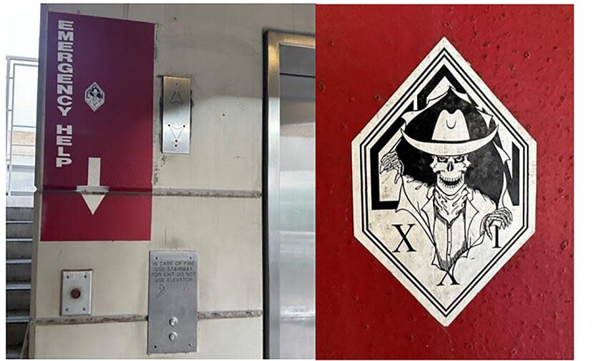 Office of Inspector General investigators reported seeing a Regulators deputy gang sticker in the Lynwood jail parking garage.