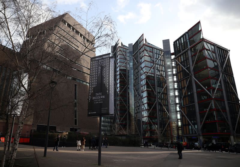 The Viewing Level at the Tate Modern gallery and a block of luxury residential flats are seen in London