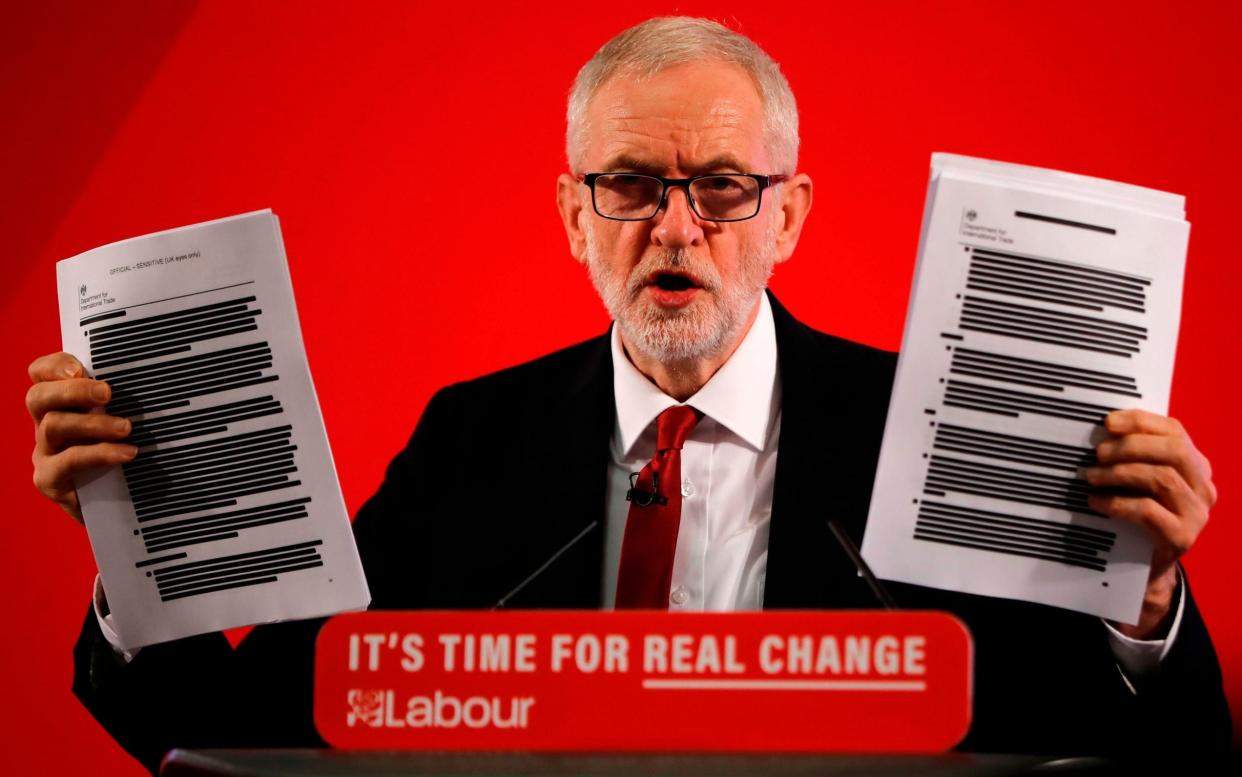 Jeremy Corbyn brandished the documents during last year's General Election campaign - AFP