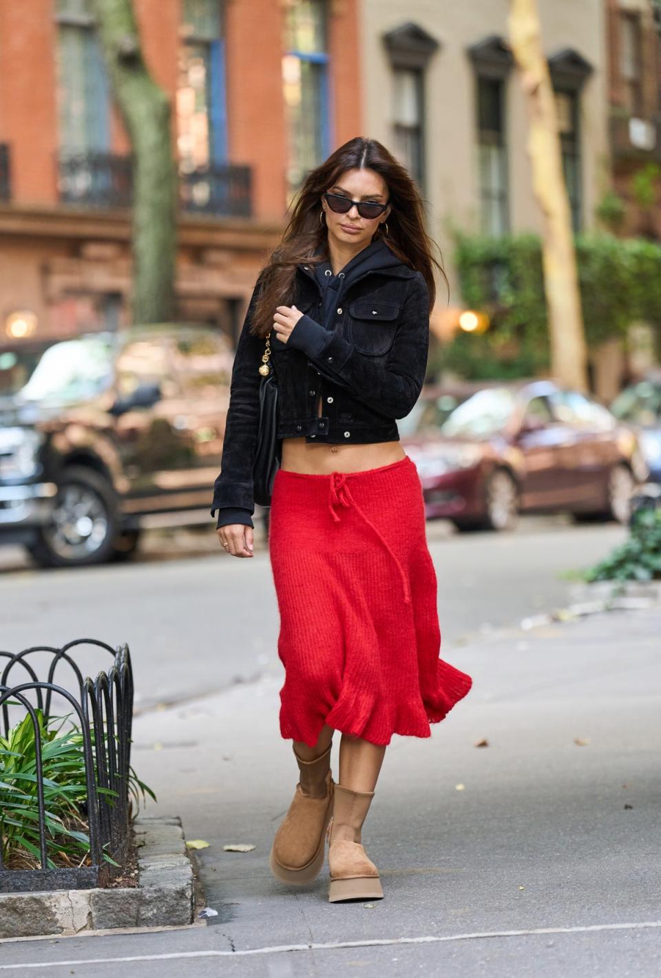 On trend: Emily Ratajkowski has been spotted wearing Uggs recently (GC Images)