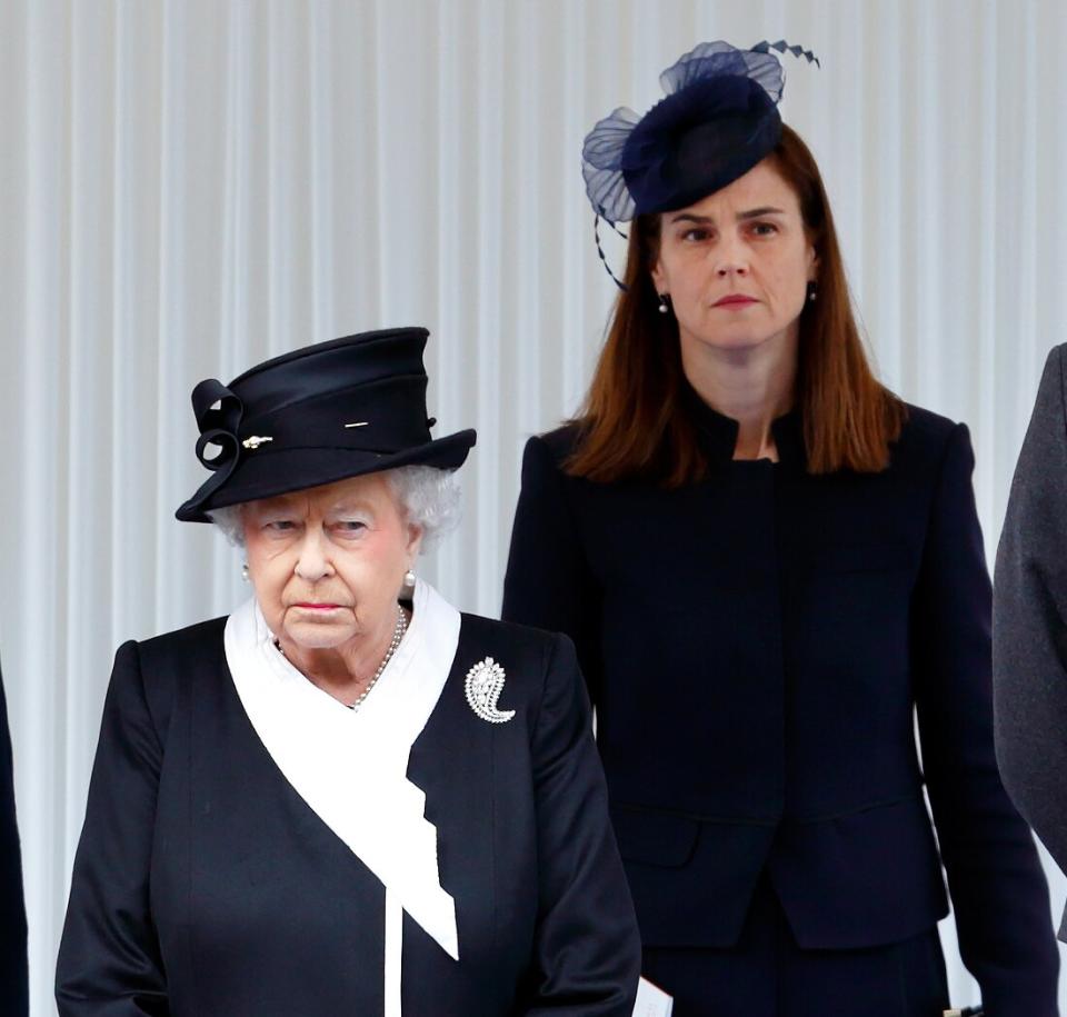 Prince Philip, Duke of Edinburgh, Lady Diana Farnham (lady-in-waiting to Queen Elizabeth II), Queen Elizabeth II, Samantha Cohen