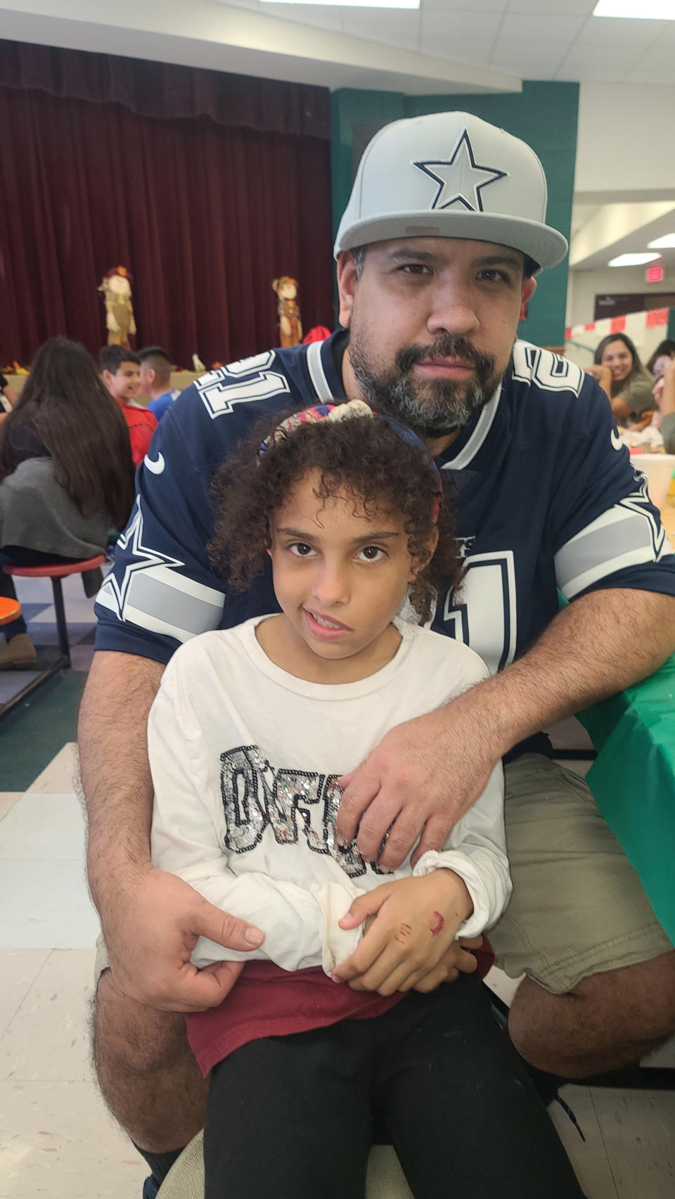 In this image provided by Vincent Salazar, he poses with his daughter Layla Salazar. Layla was one of the 19 children and their two teachers who were gunned down behind a barricaded door at Robb Elementary School in Uvalde, Texas, on Tuesday, May 24, 2022. (Vincent Salazar via AP)