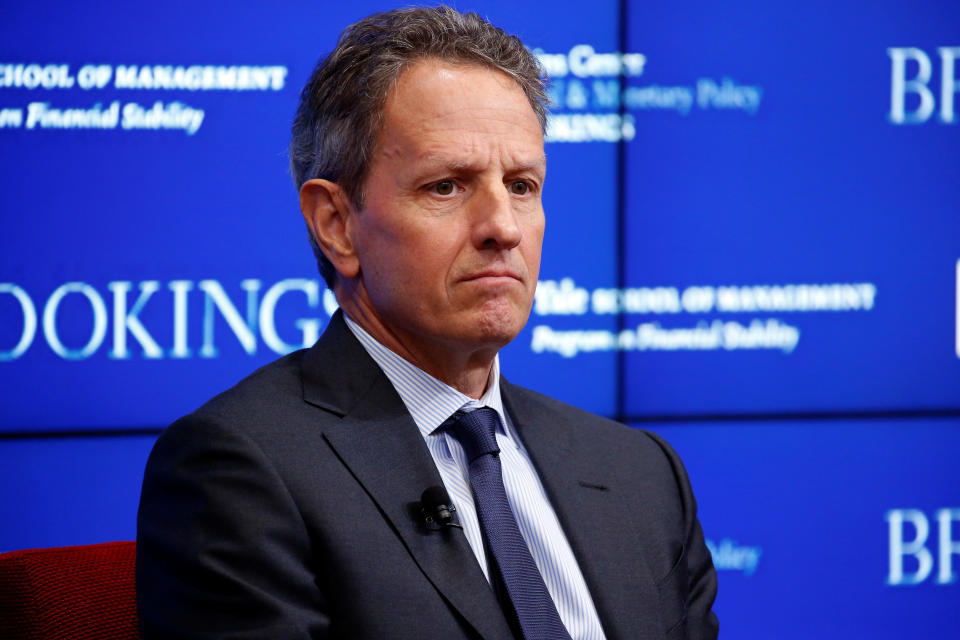 Former Treasury Secretary Timothy Geithner discusses "10 Years After the Global Financial Crisis" in Washington, D.C., on Sept. 12, 2018. (Photo: Joshua Roberts/Reuters)