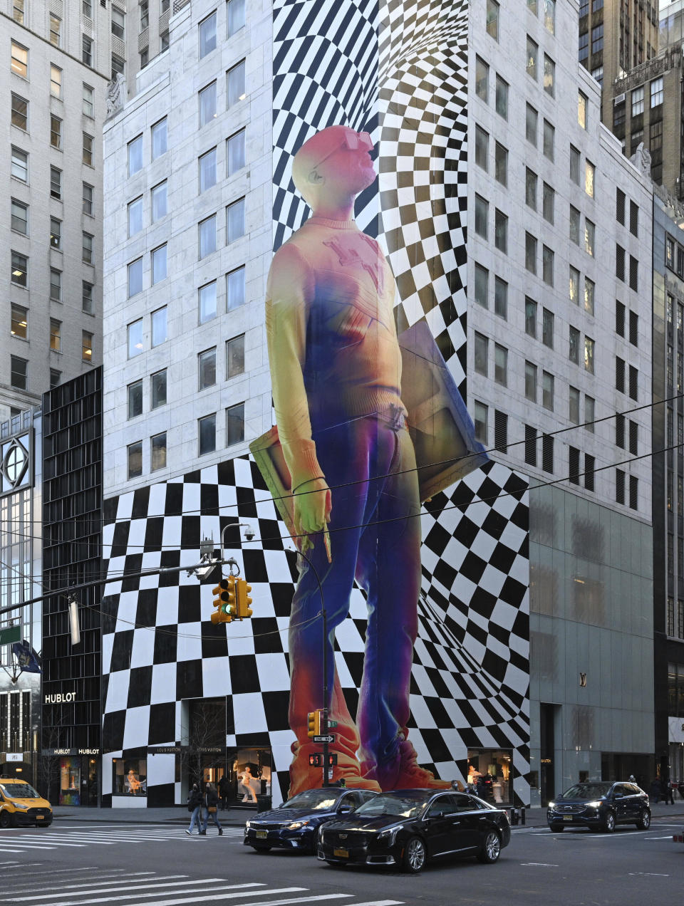 Artwork on the exterior of the Louis Vuitton store on Fifth Avenue and 57th Street on Jan. 18, 2022. - Credit: zz/NDZ/STAR MAX/IPx