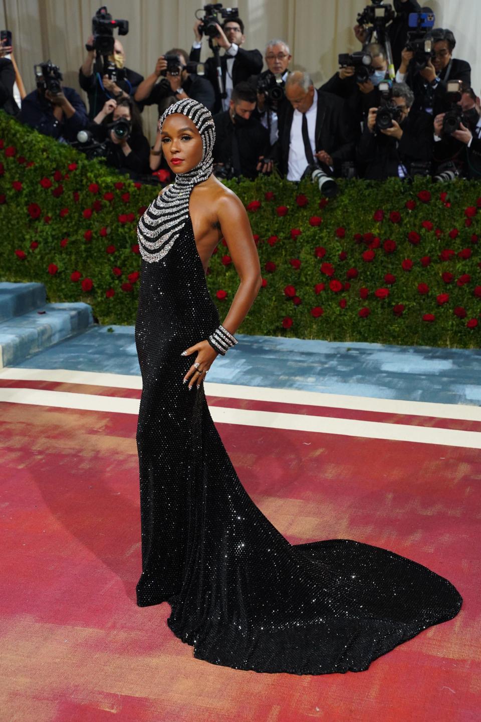 Janelle Monáe in a sparkling black gown at the 2022 Met Gala