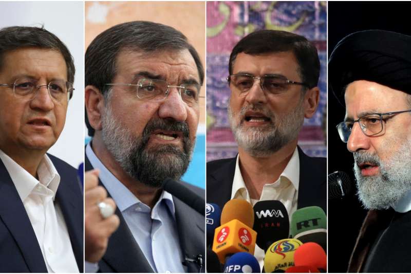 2021年6月伊朗總統大選，強硬派教士萊希一枝獨秀（左1）（AP）