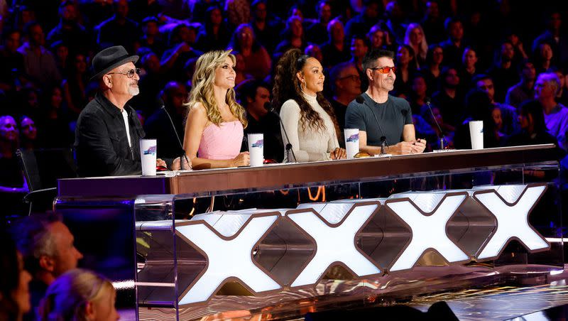 Judges Howie Mandel, Heidi Klum, Mel B and Simon Cowell on “AGT: Fantasy League.”