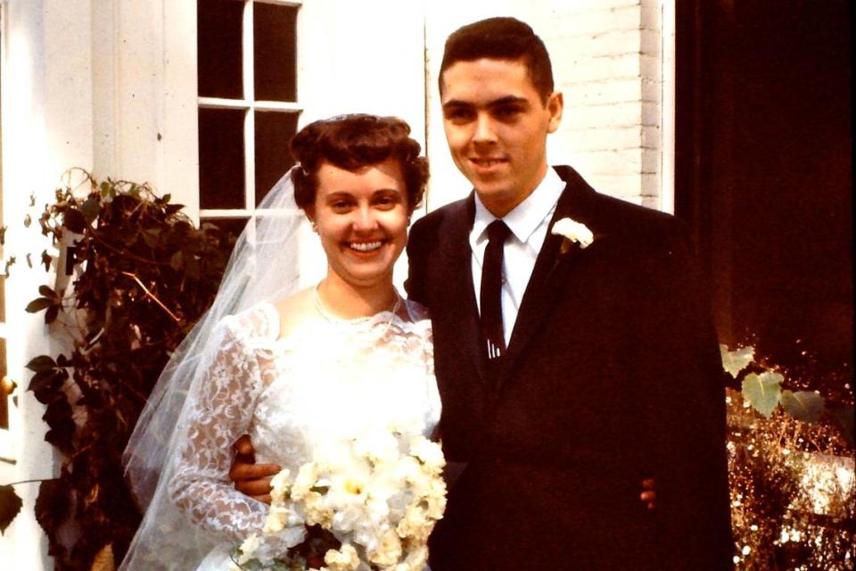 Betty and Bob Pettit on their wedding day in 1959.