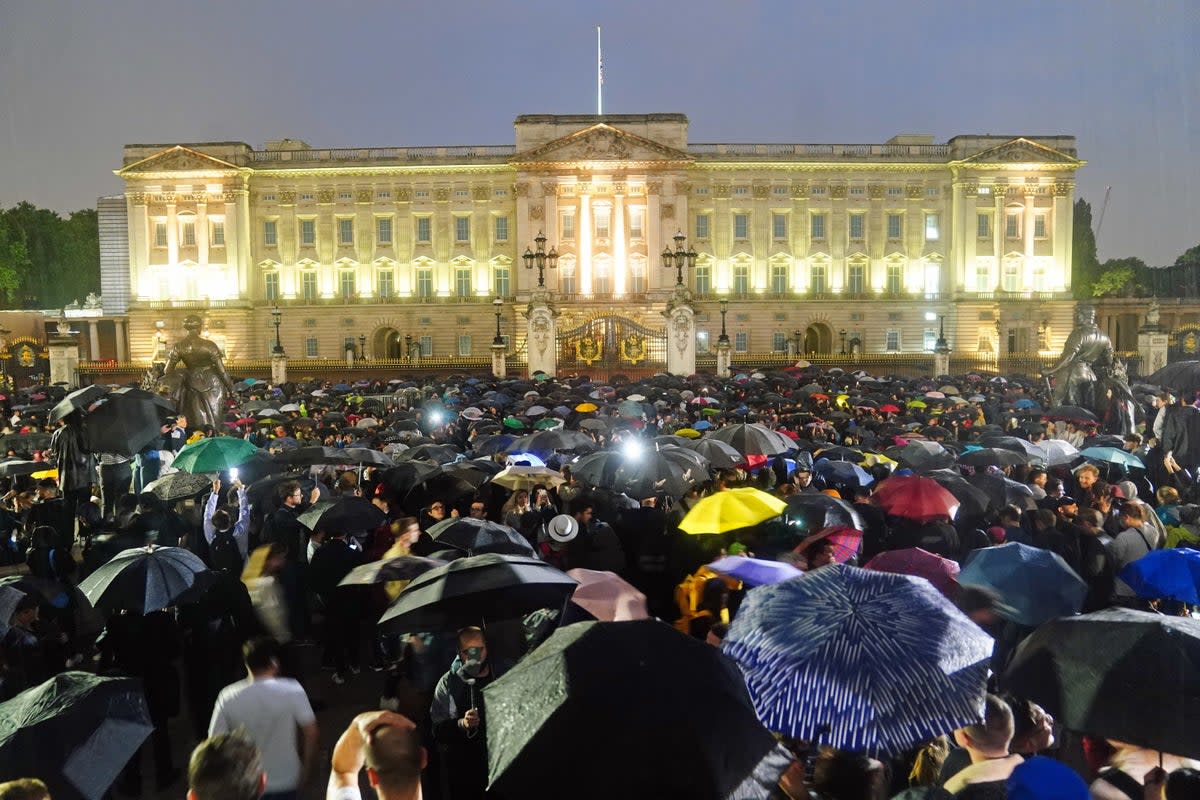 Global media outlets flock to Buckingham Palace to report on news of Queen’s death (Victoria Jones/PA) (PA Wire)