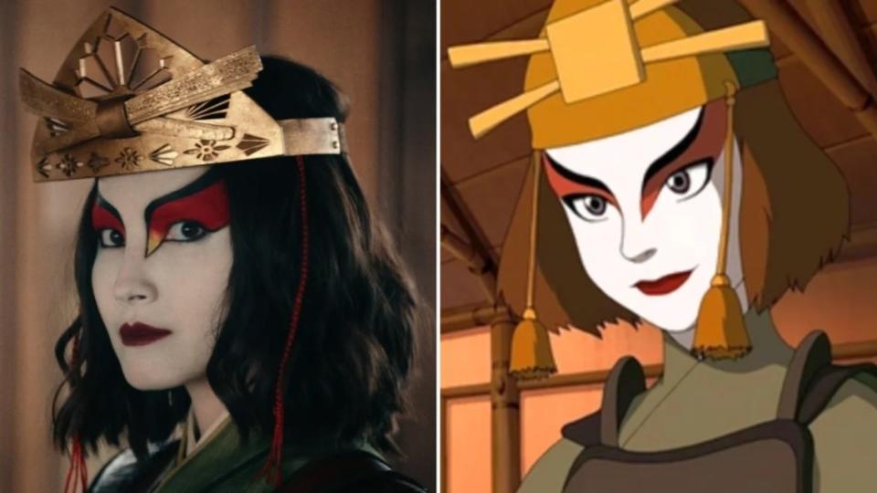 L-R: Maria Zhang as Suki in "Avatar: The Last Airbender" and the animated Suki (voiced by Grey Griffin) in the Nickelodeon show