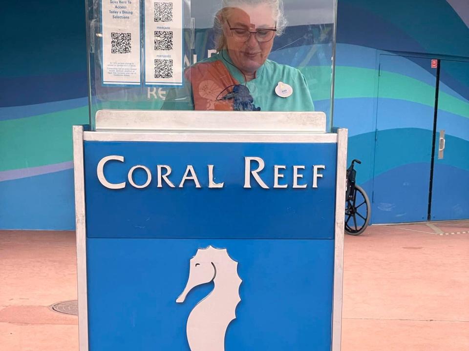 the host stand at coral reef restaurant in epcot