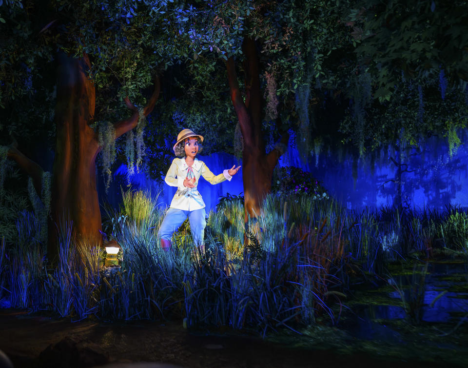 The character Tiana in a scene on the Tiana's Bayou Adventure flume ride at Disney's Magic Kingdom Park at Walt Disney World in Lake Buena Vista, Fla., June 3, 2024. Splash Mountain was closed last year because of its connection to a racist film. Disney overhauled it to focus on Tiana, Disneyâs first Black princess, drawing praise and backlash. (Todd Anderson/The New York Times) 