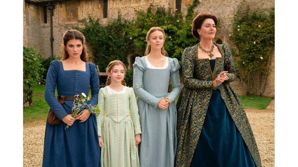 Emily Bader as Lady Jane Grey, Robyn Betteridge as Margaret Grey, Isabella Brownson as Katherine Grey and Anna Chancellor as Frances Grey