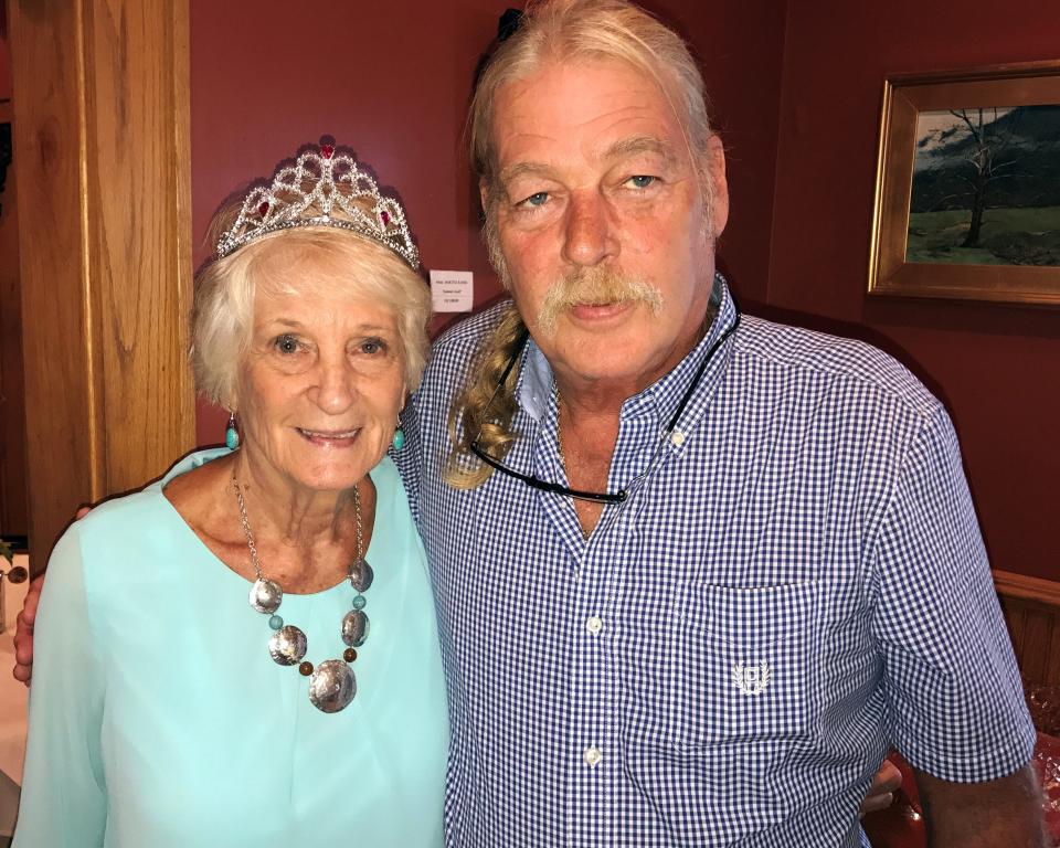 Dot Rice, stands with her son, Terry Rice, at a 2019 birthday party. The Rice family lived near the CTS Superfund site for decades, many of them suffering unexplained illnesses.