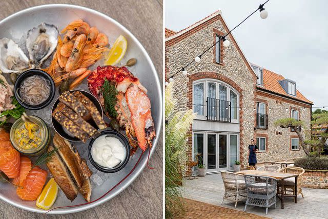 <p>Kira Turnbull</p> From left: The seafood platter at the White Horse, in Brancaster Staithe; the Yard at the Harper, a hotel in Langham.