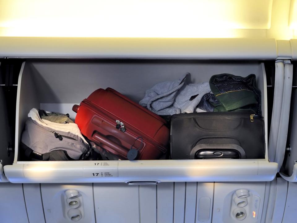 Luggage in conventional overhead bin