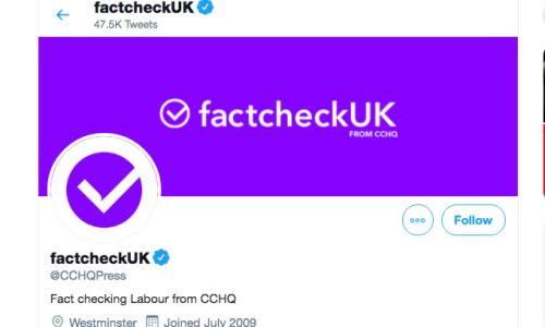 CCHQ Twitter account when it changed to factcheck UK