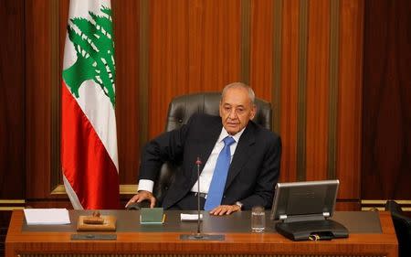 Lebanese Parliament Speaker Nabih Berri heads a general parliament discussion in downtown Beirut, Lebanon October 18, 2017. REUTERS/Mohamed Azakir/Files