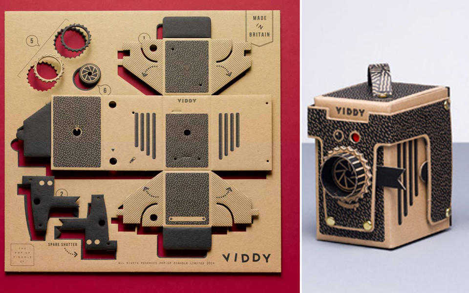 <p>This is the perfect gift for both photography and DIY enthusiasts. In just 30 minutes, the screen-printed, cardboard pieces become a working pinhole camera. Complete the gift with a 35mm or medium format film.</p> <p>To buy: <a rel="nofollow noopener" href="http://www.thepopuppinholecompany.com/" target="_blank" data-ylk="slk:The Pop-Up Pinhole Company;elm:context_link;itc:0;sec:content-canvas" class="link ">The Pop-Up Pinhole Company</a>, from $48</p>