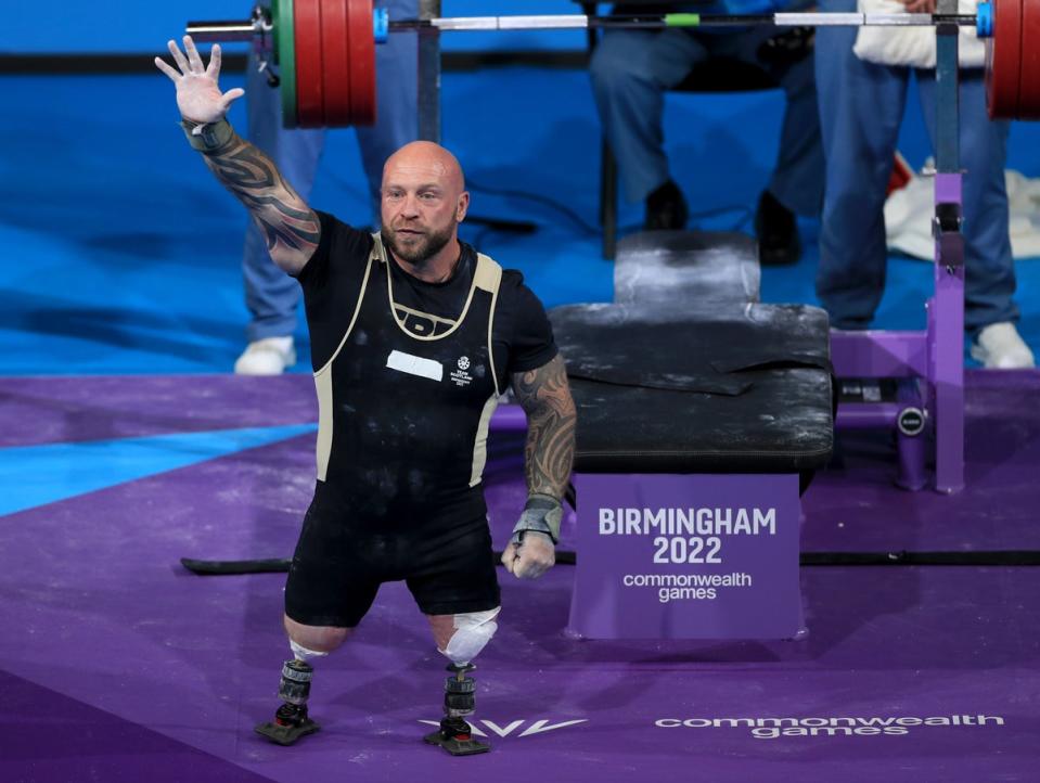 Scotland’s Micky Yule during the men’s heavyweight para powerlifting final (Bradley Collyer/PA) (PA Wire)