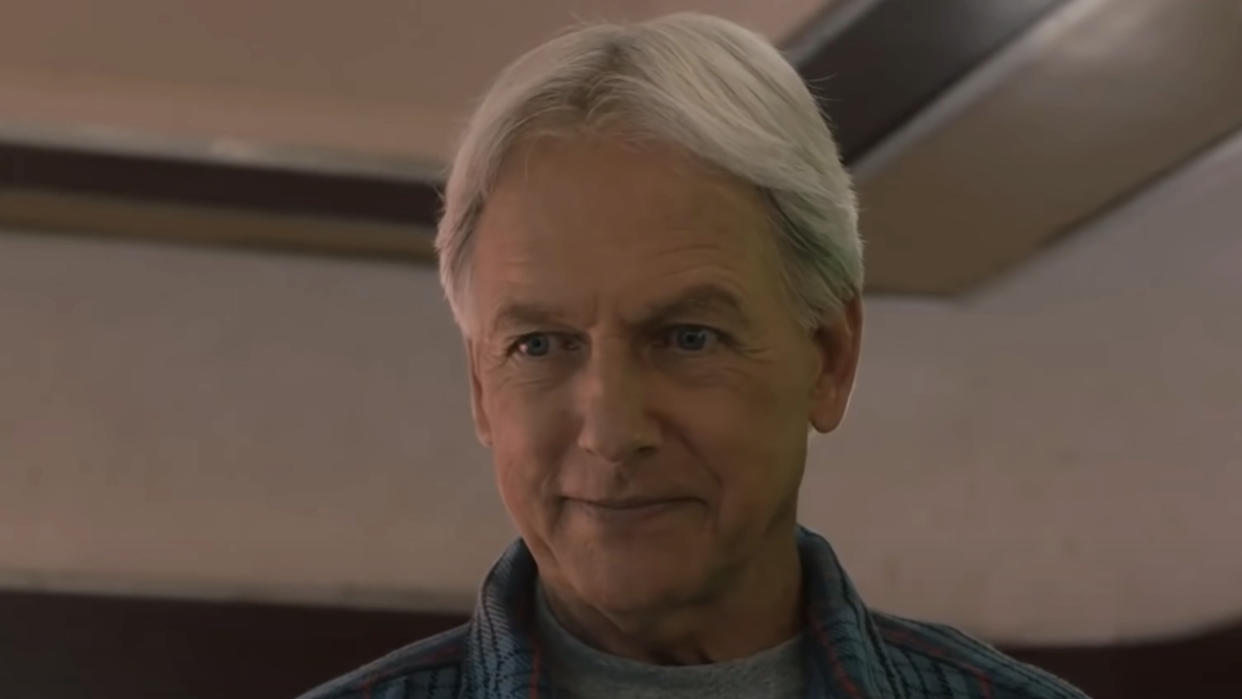  Mark Harmon's Leroy Gibbs standing in diner on his final episode of NCIS. 