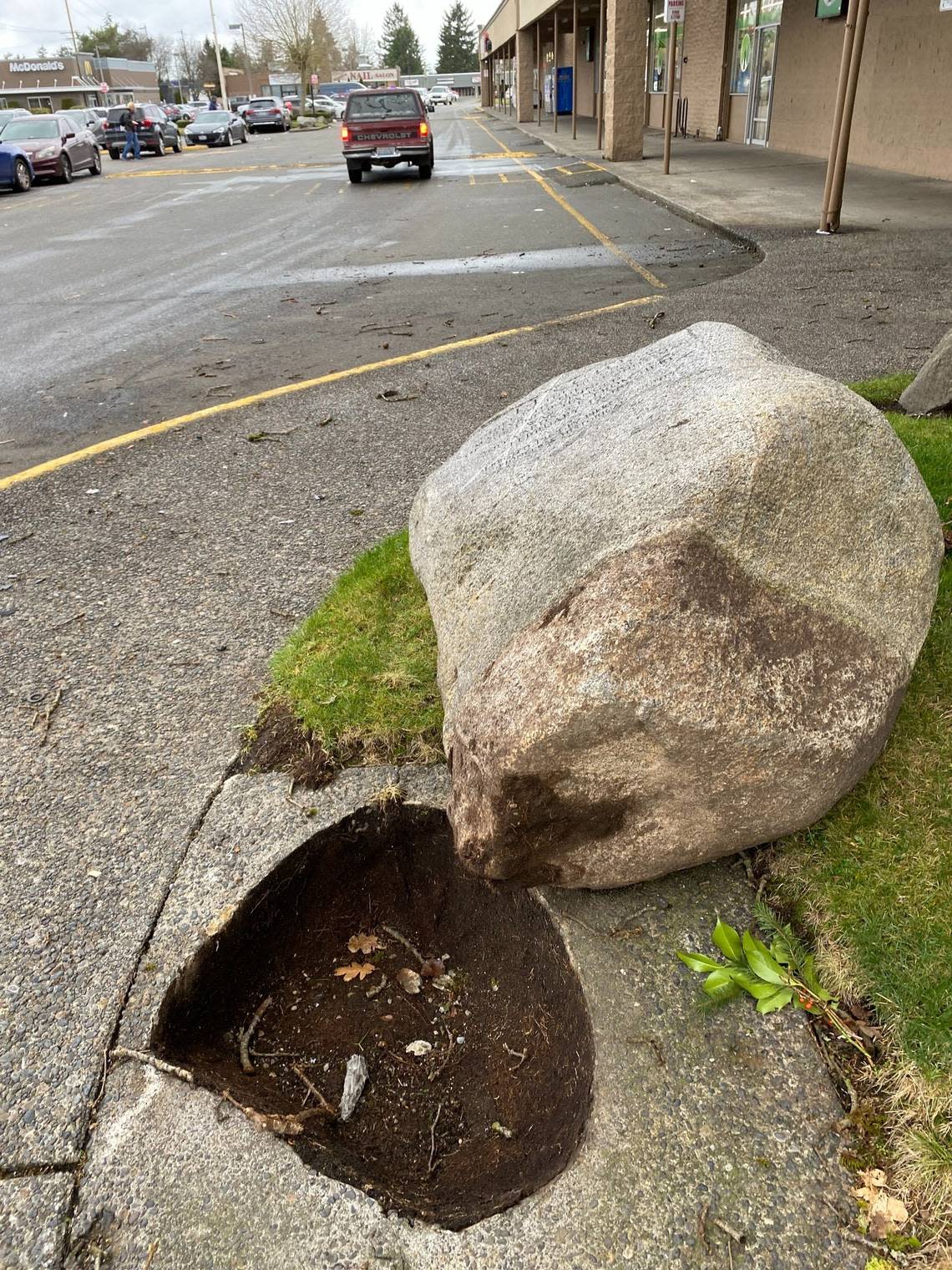 A monument to Chief Leschi was knocked off its base sometime over last weekend.