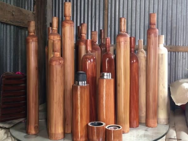 Biswajit Kundu's bamboo waterbottles. (Photo/ANI)