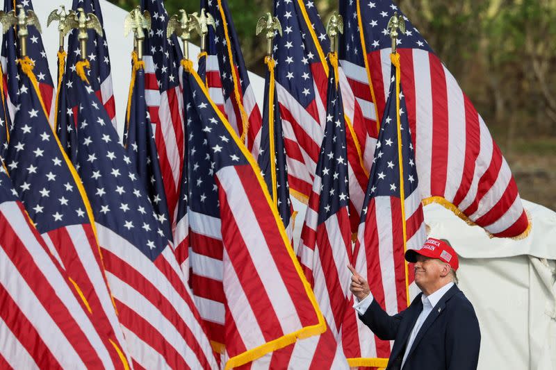 FILE PHOTO: Former U.S. President and Republican presidential candidate Donald Trump holds a campaign event in Chesapeake