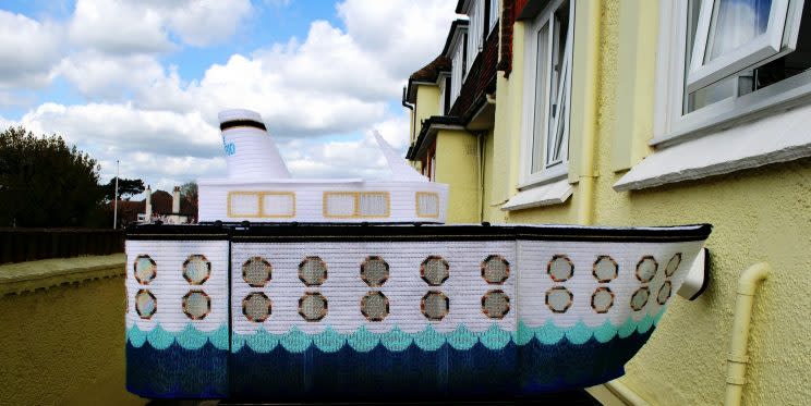 A great-grandmother who was given just months to live has spent two years knitting an impressive five-foot replica ocean liner, saying: 